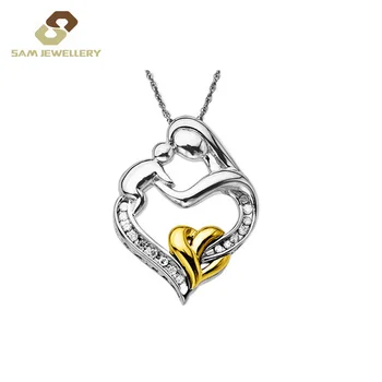 Lovely Heart Pendant For Kids Jewelry Sterling 925 Silver and 9 ct Real Gold Heart Pendant Necklace Jewelry Gift