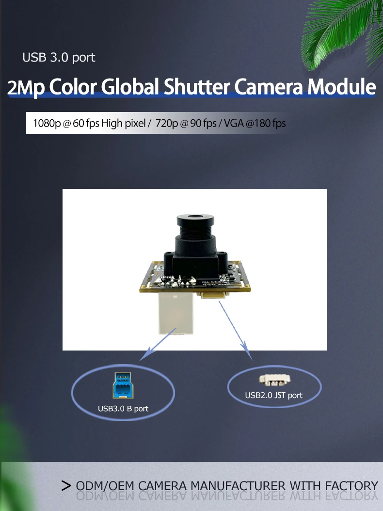 2mp Color Usb3.0 Global Shutter Camera Module 60fps For Autonomous
