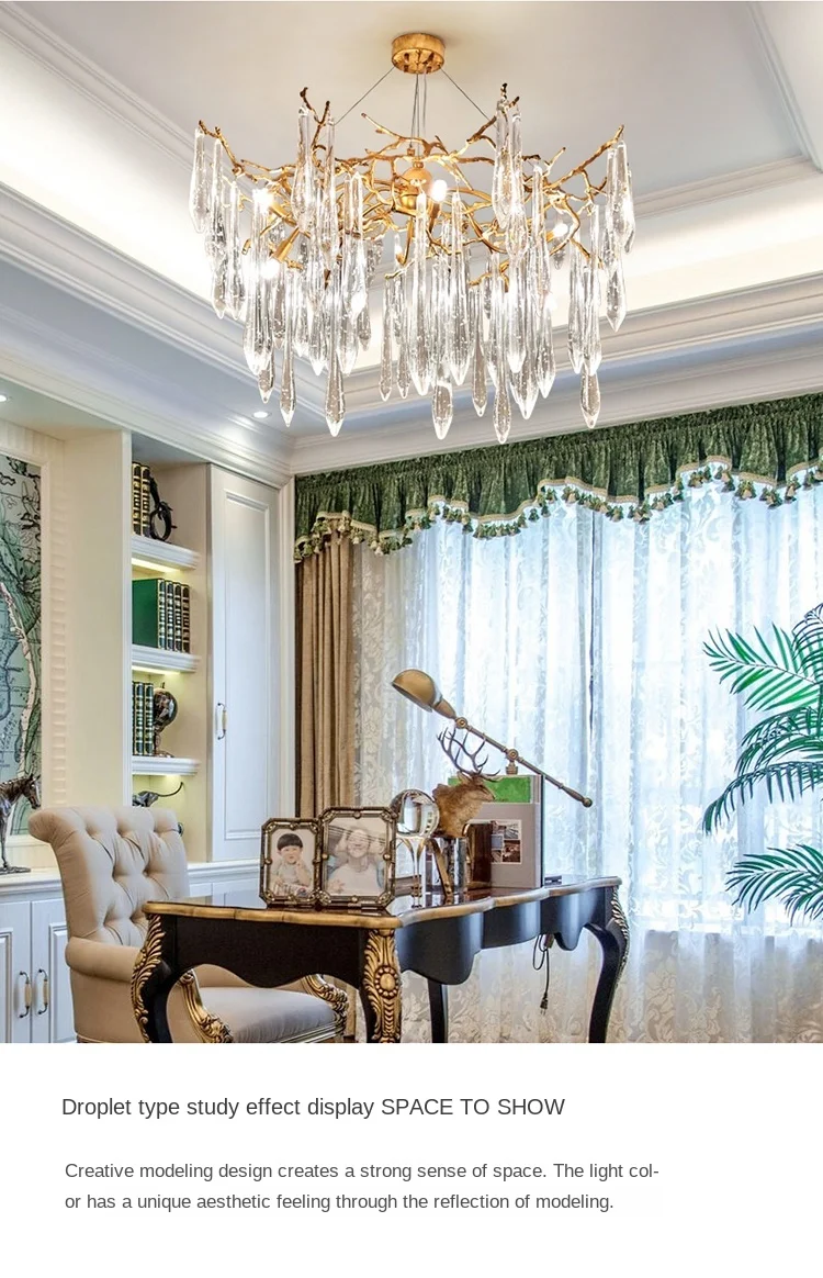 French Style Diningroom Lamp Light Luxury Living Room Crystal Lamp