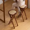 Small rattan folding round stool [No installation required]