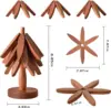 Wood Color 3 Wooden Trivet + 1 Stand