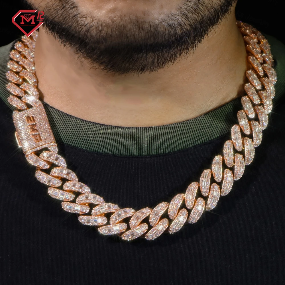 Luxury 20MM Iced Out Rose Gold Cuban Link Chain with VVS