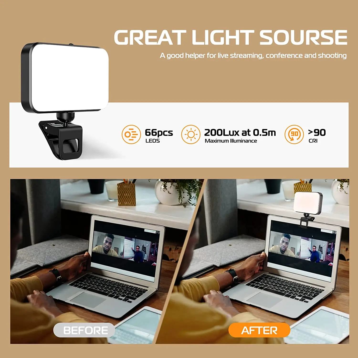 Factory Portable Photographic 66pcs Led Fill Light Video Splicing Mini Ring Light for Phone Video Laptop Selfie Light With Clip