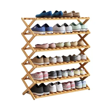 Kainice Wholesale bamboo foldable shoe rack shoes rack for entryways shoe organizer for livingroom