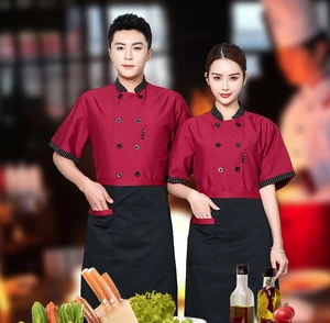 High Quality Classic OEM Custom Logo Short Sleeve Unisex Breathable Catering Restaurant Kitchen Bakery Chef Coat Clothes