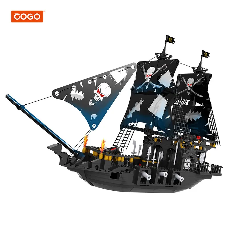 COGO-bloques de construcción de Barco Pirata para niños, juguete