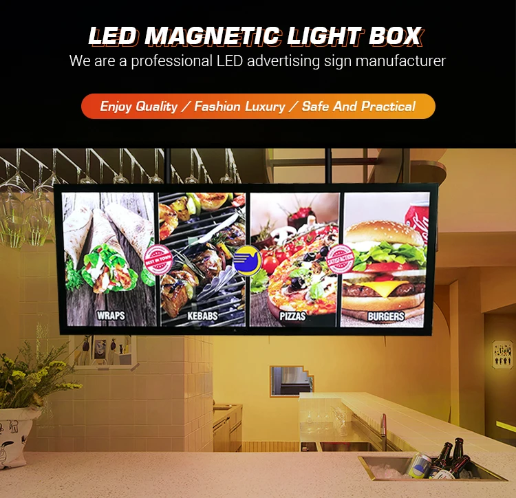 Easy Change Poster Frame Advertising Light Box Ultra-thin LED Photo Frame Slim Light Box Led Restaurant Menu Board