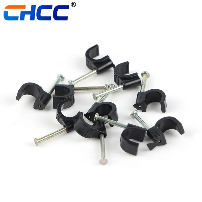 High Quality Plastic Round Cable Fixing Clip Round Nail Wire Wall Cable Holder with Clamp Circle Design Various Sizes