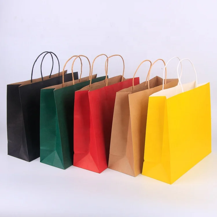 Print  Stand up Brown Colorful  Craft Paper Bag  Custom Paper Bag Paper Bags with Handles