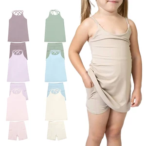 High Quality Custom Color Summer Girl Yoga Sleeveless Solid Color Quick Dry Pocket Children Set for Sport