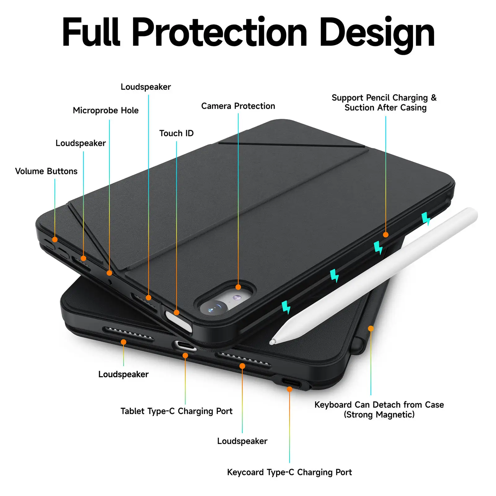 product rgb backlit detachable keyboard case for ipad mini 6th  7th gen slim lightweight cover case for kids study  work adults-4