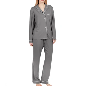 Women Bamboo Sleepwear Custom Adult Pajamas Soft Pj Sets Breathable Loungewear Pyjamas Ladies Lounge Wear Set