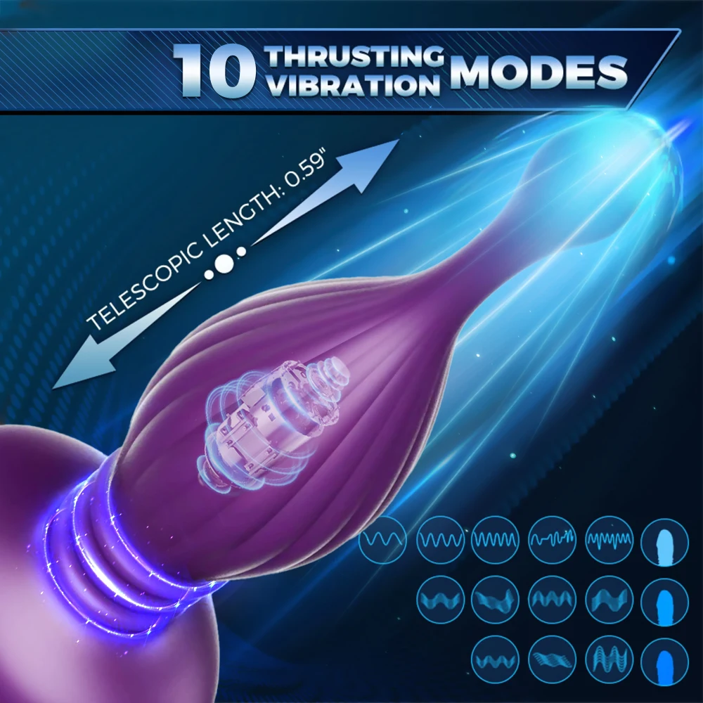10-Speed Telescopic Scaling and Vibration Anal Plug Prostate Massager Device Site APP Control Ejaculation Delay Sex Toy