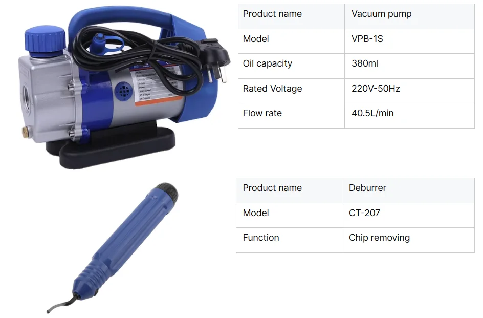 WK-7P Portable Refrigeration Tool Box Vacuum Pump Charging Hose Flaring Tool Pipe Cutter and Manifold Pressure Gauge