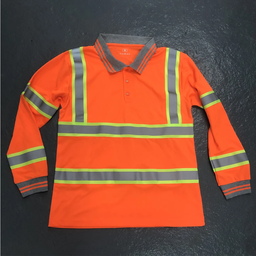 Hi Vis Unisex Construction Black Reflect Safety Workwear Long Sleeve
