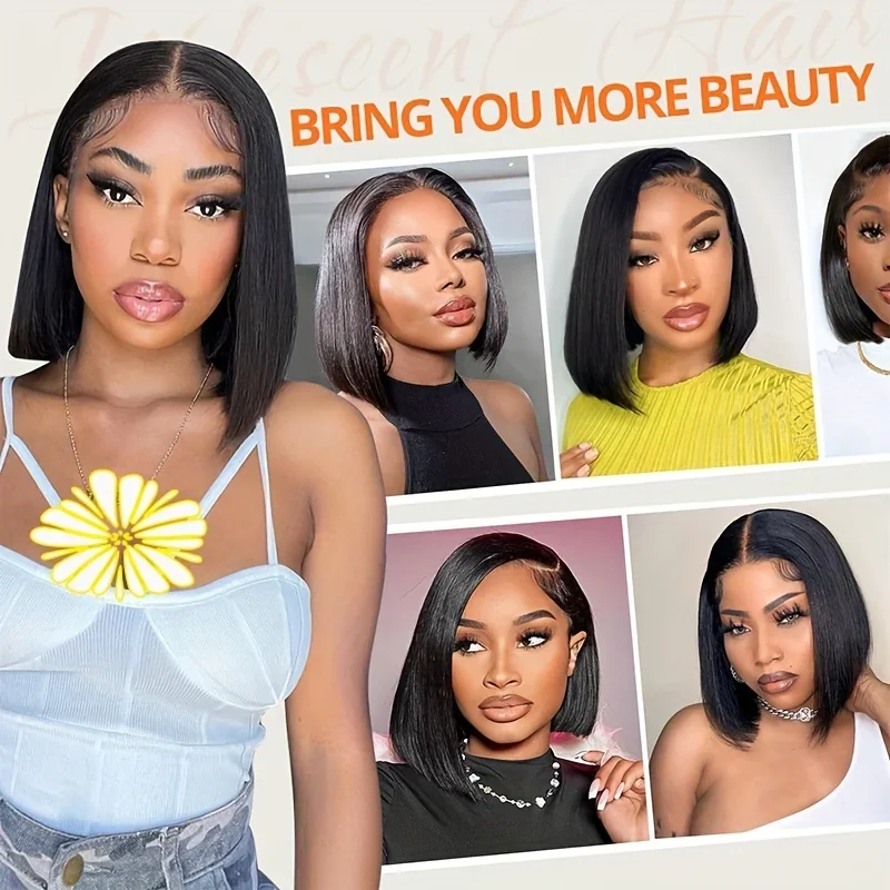 Glueless Echthaar Bob Perücke Mit Lace Closure Gerade Vorgezupft_voghion.com