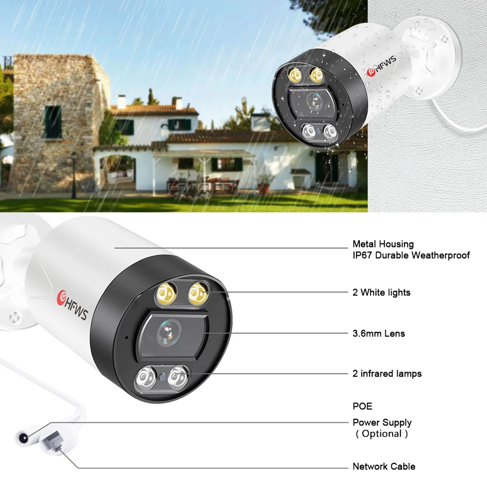 4K 8MP IP Camera Security Use Somy Chips Black Light Lens Xmeye Outdoor Cctv Poe Video Surveillance Cameras System