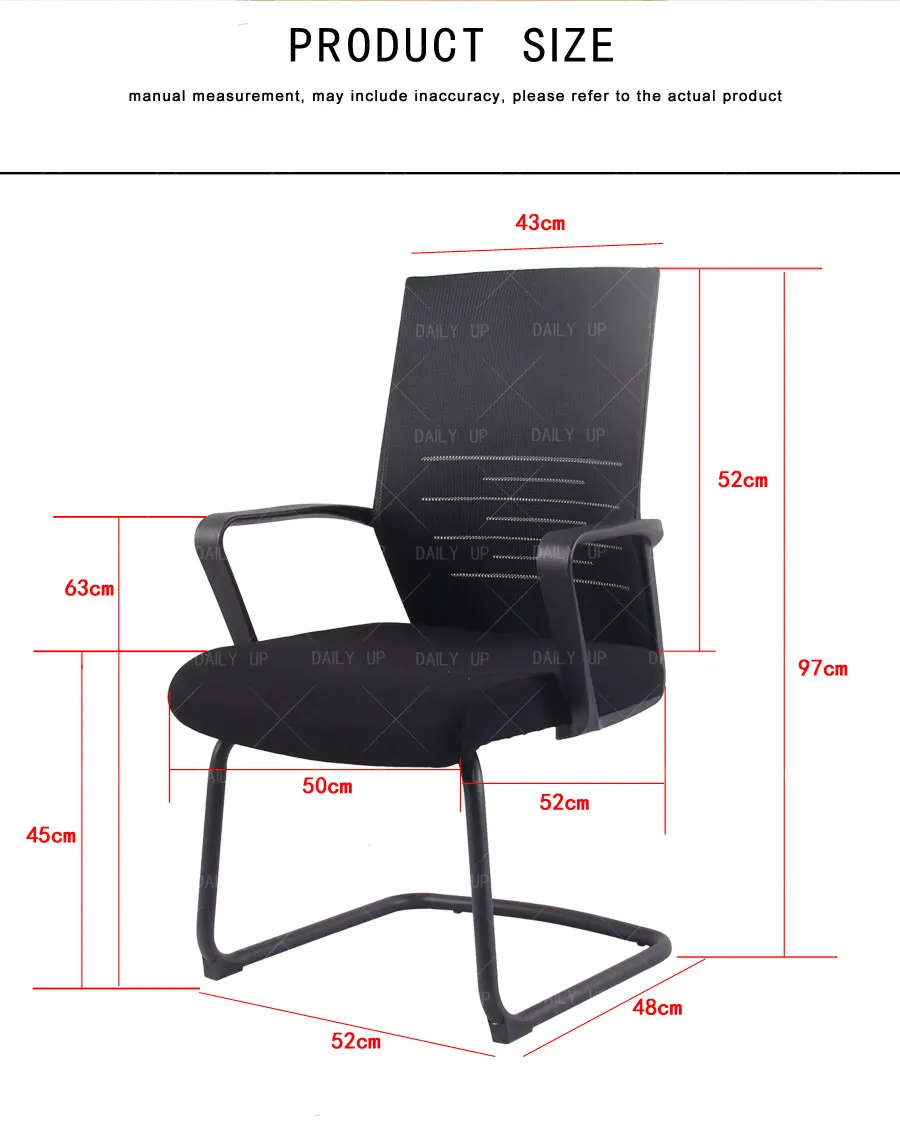Sled Mesh Office Chair With Ergonomic Armrest And Breathable Backrest Executive Computer Chair For Reception Meeting Conference