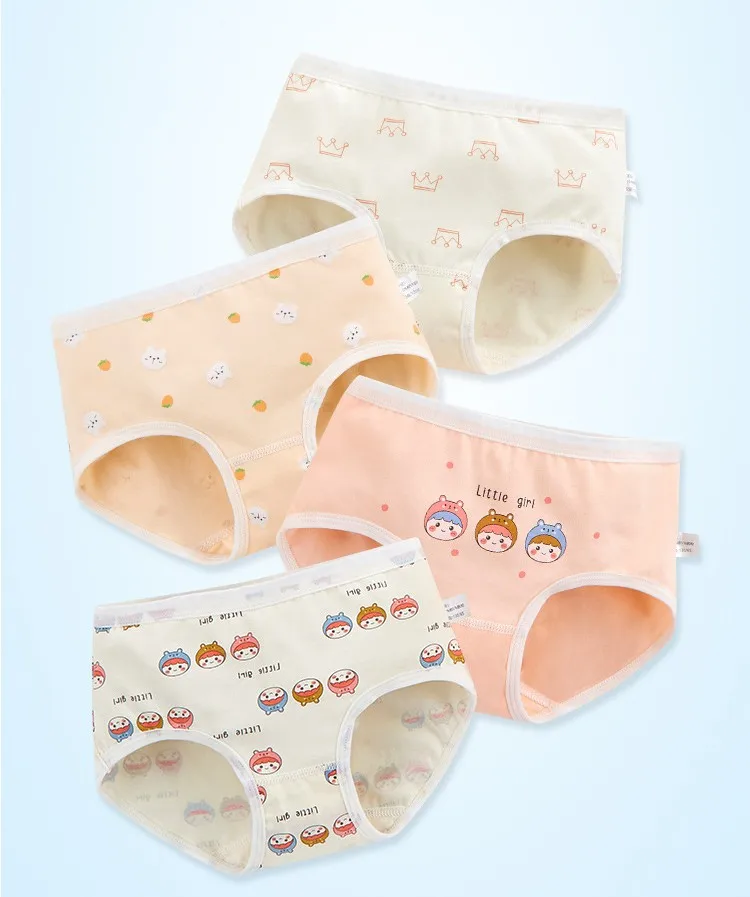 Kid's Pure Cotton Underwear For Girls Cute Cartoon Character Printed Baby Girl Briefs Children's