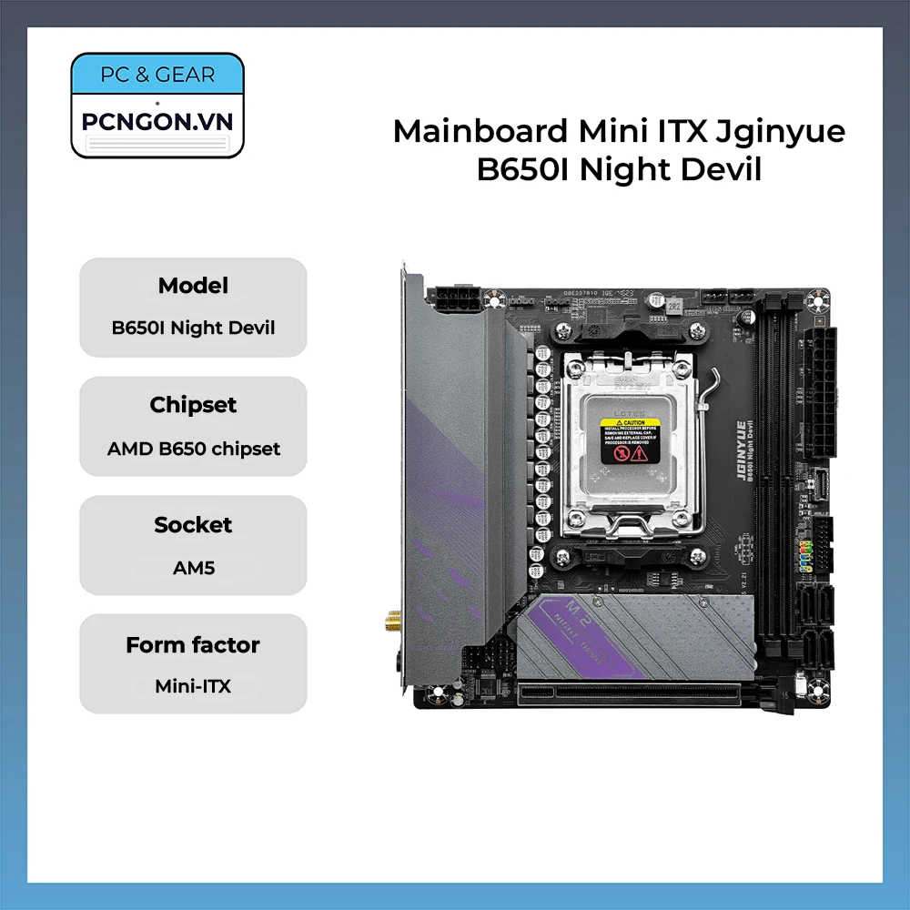 JGINYUE ITX B650i Night Devil AM5 Motherboard for AMD Ryzen 7000