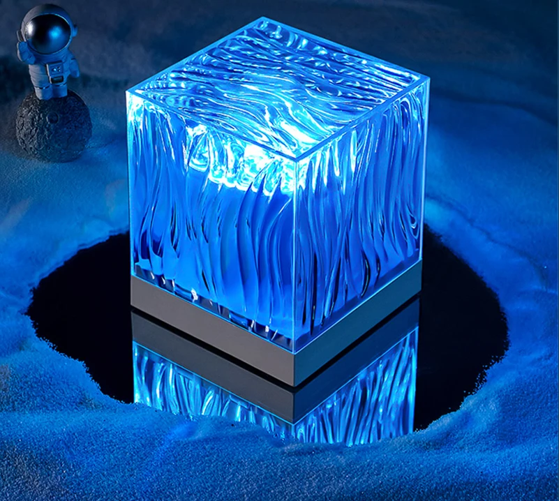 Square Led Crystal Dynamic Water Ripple Decorations Usb Charge Touch ...