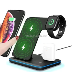 Wireless Charger 3 in 1 Qi-Certified 10W Fast Charging Station for Apple iWatch AirPods Wireless Charging Stand