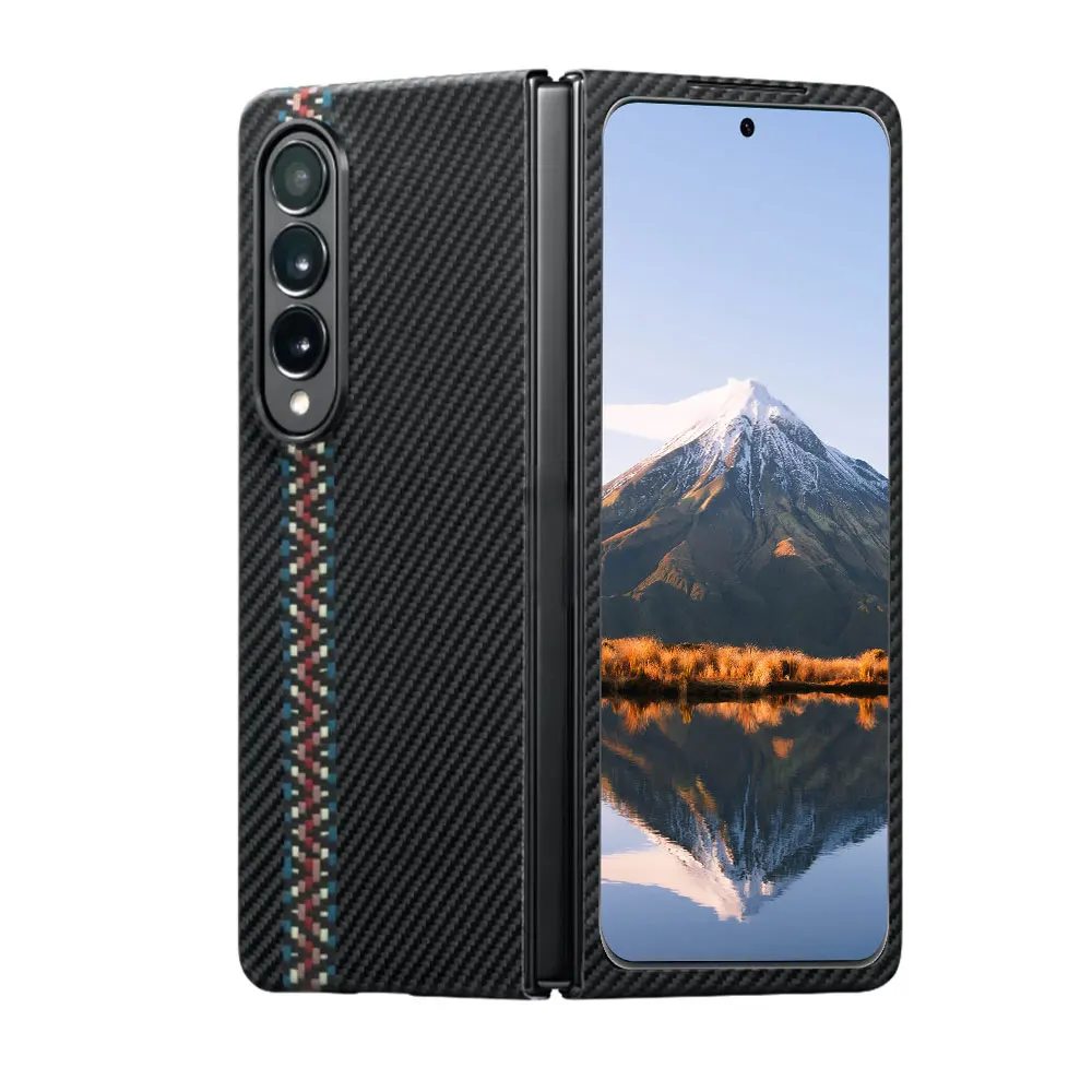 Carbon Fiber Phone Case For Samsung Galaxy Z Fold5 Fold4 Fold3 Fold2 Simple Business Luxury Cell Fall Anti Drop SJK488 Laudtec supplier