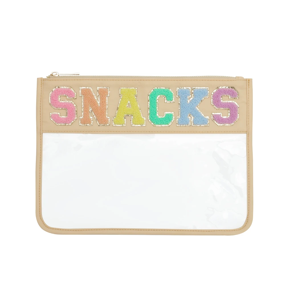 Stock 14 Different Colors DIY Snack Letters Organizer Transparent Travel Zipper Pouch Portable Weatherproof Clear Makeup Case