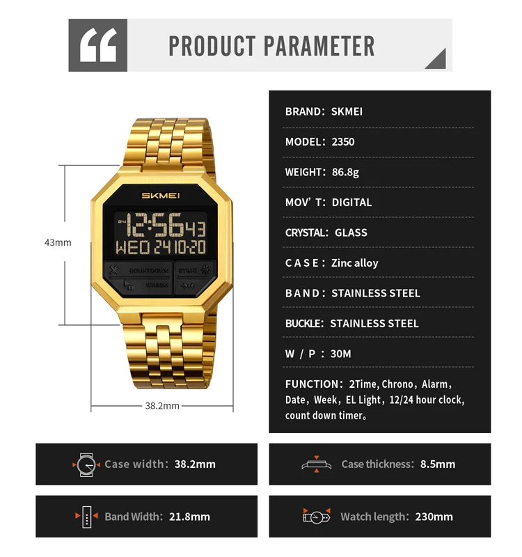 Skmei 2350 Digital Sports steel watch for men