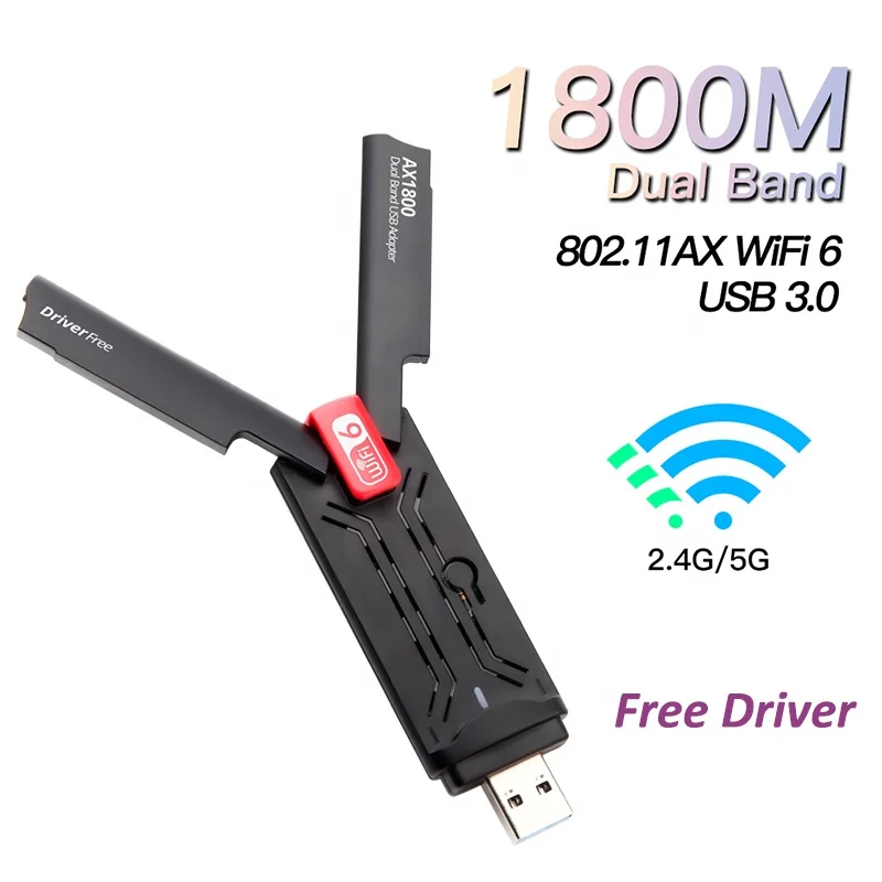 Free Driver Wifi 6 USB Adapter 1800Mbps - RTL8832BU Wireless