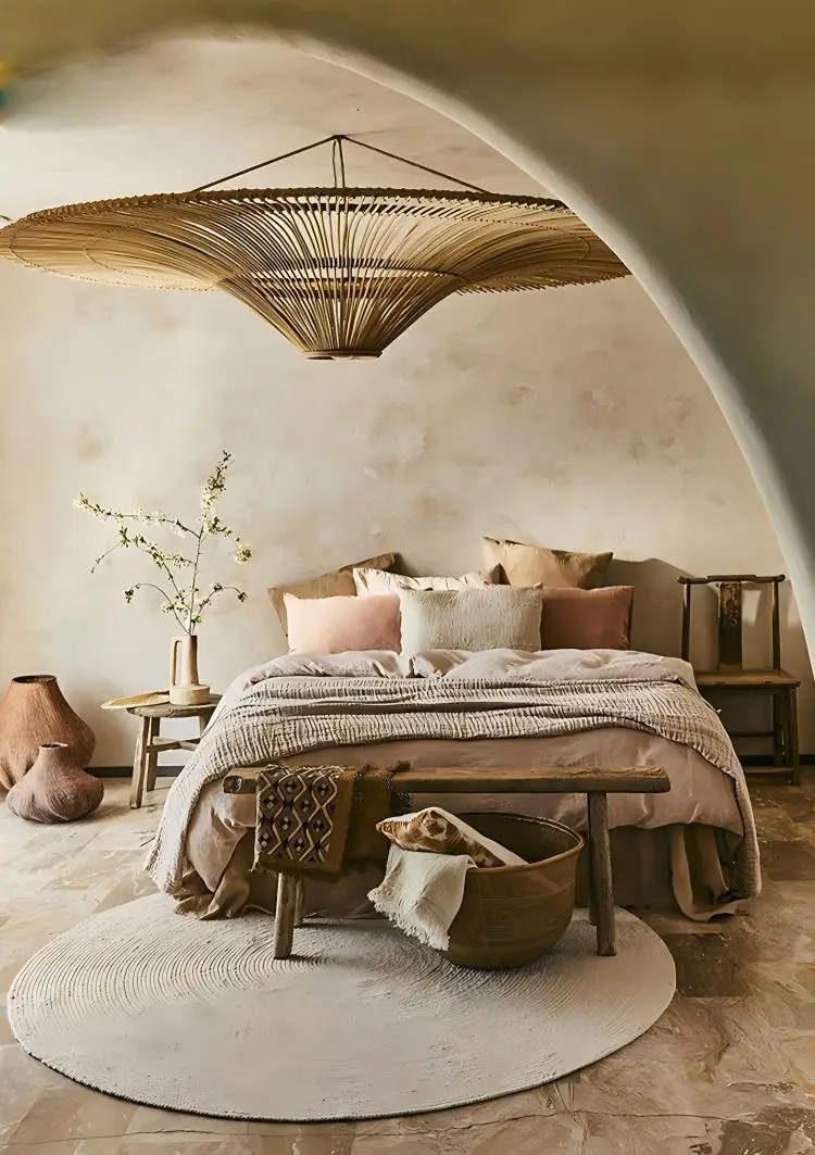 Minimalist Japanese Wabi Sabi Style Retro Rattan Art Ceiling Lamp Homestay Hotel,Southeast Asian Style Rattan Woven Lamp