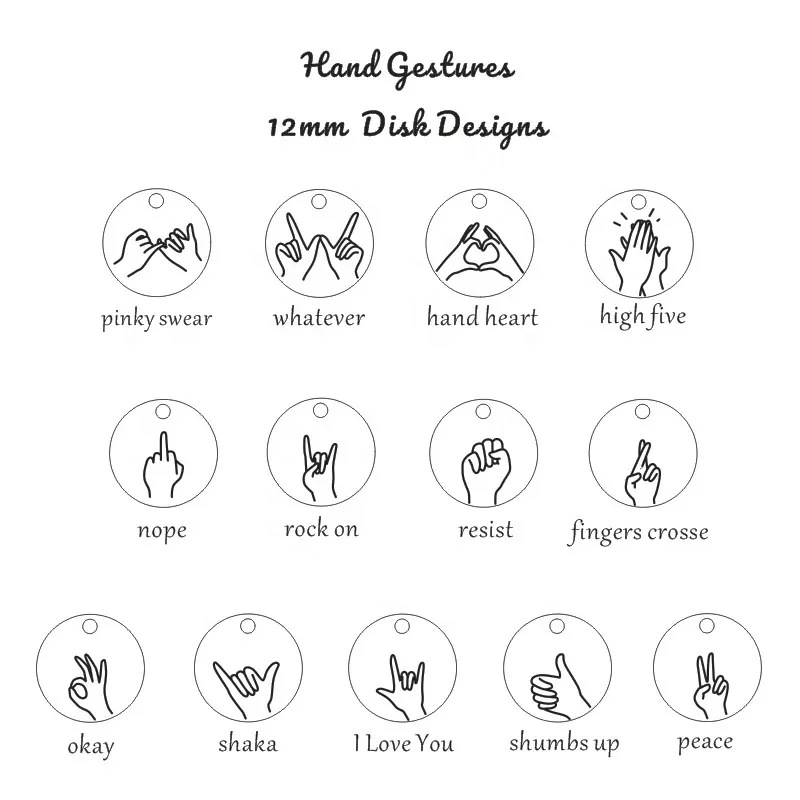 Personalized Sign Language ASL Hand Gestures Necklace Custom Made to Order Language Gifts Necklace Stainless Steel Jewelry