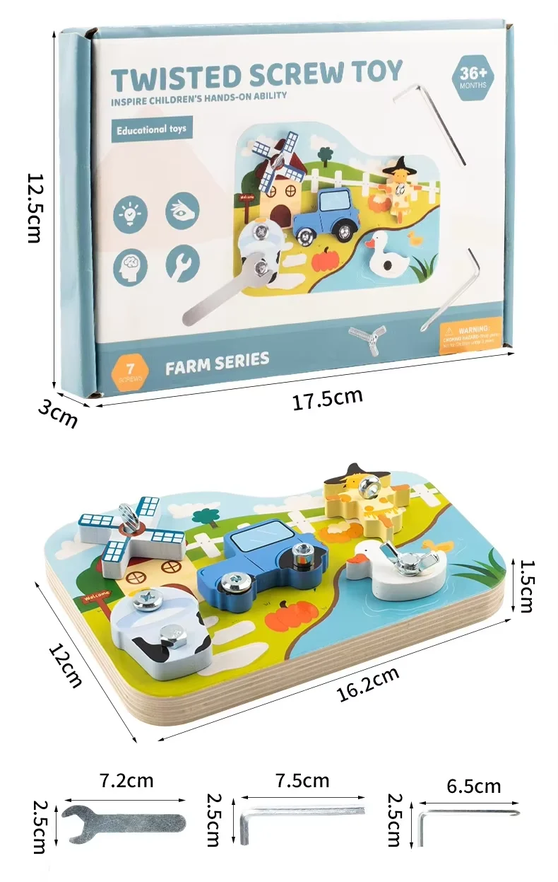 Новинка — деревянная головоломка с болтами и гайками, развивающая доска для малышей, обучающая игрушка Монтессори на разборку и сборку
