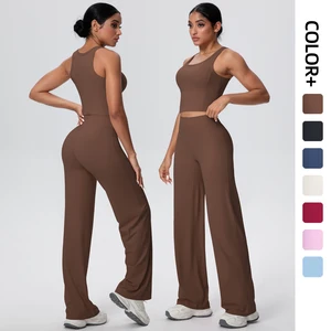 High Quality 2 Piece Fitness Clothing Women Yoga Wear Set High Elastic Running Sports Gym Fitness Set