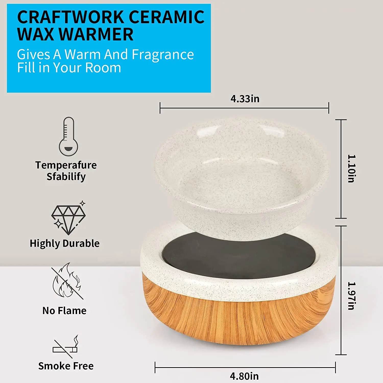 Ceramic Wax Melt Warmer Candle Wax Warmer 3in1 Candle Warmer For