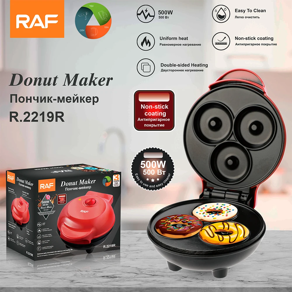 3 Holes Mini Breakfast Machine for Kitchen Appliance 500W Electric Donut Maker Mini Donut Maker