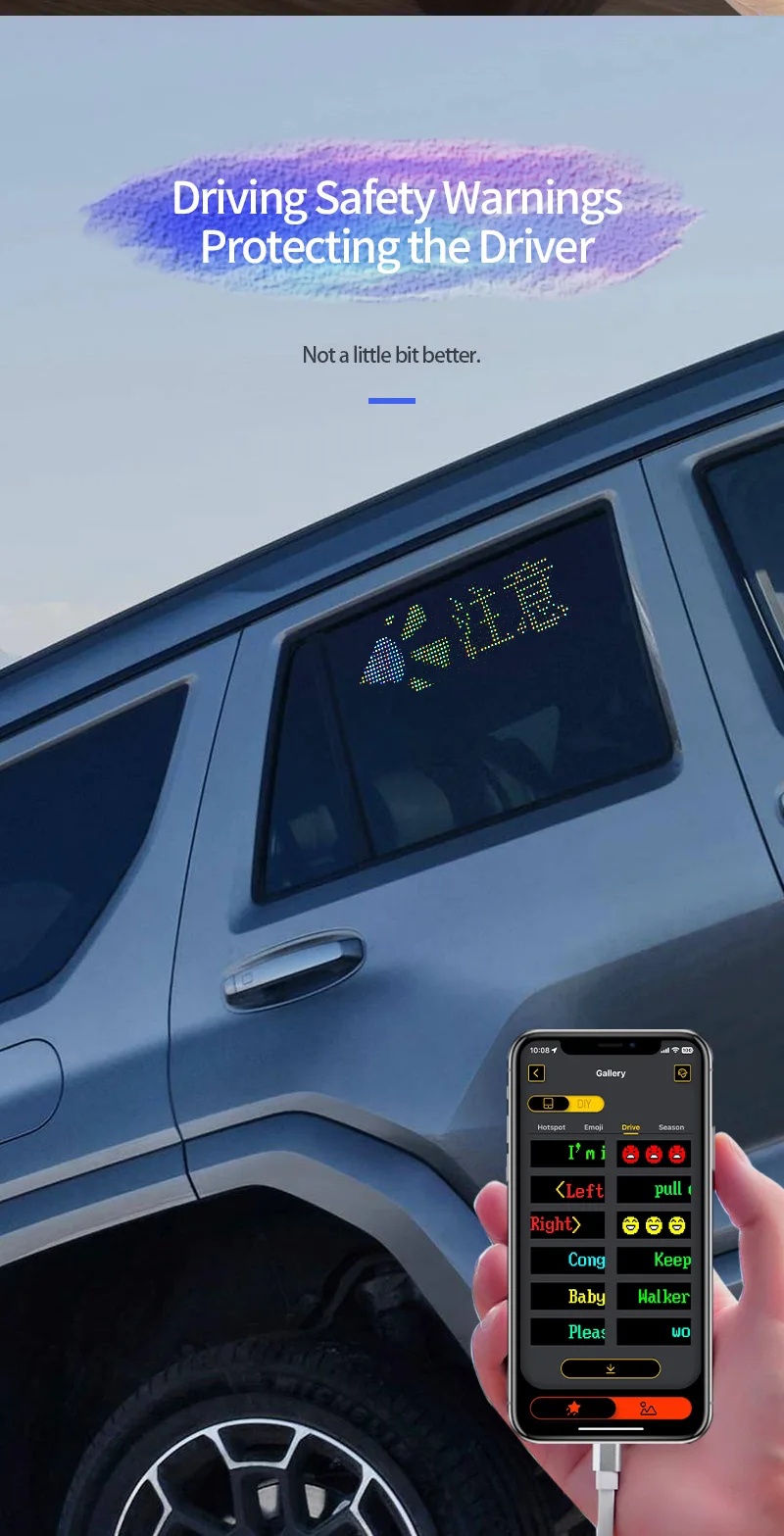 Hot Sale Flexible Car Window LED Digital Display Screen Multi-function Programmable Advertising Decorative Board Matrix Panel