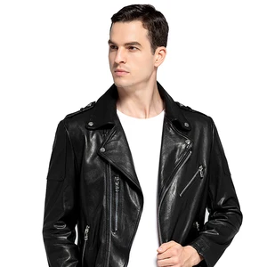 High Quality Washed Single Leather Motorcycle Suit, High-end Customized Men`s Cowhide Leather Jacket