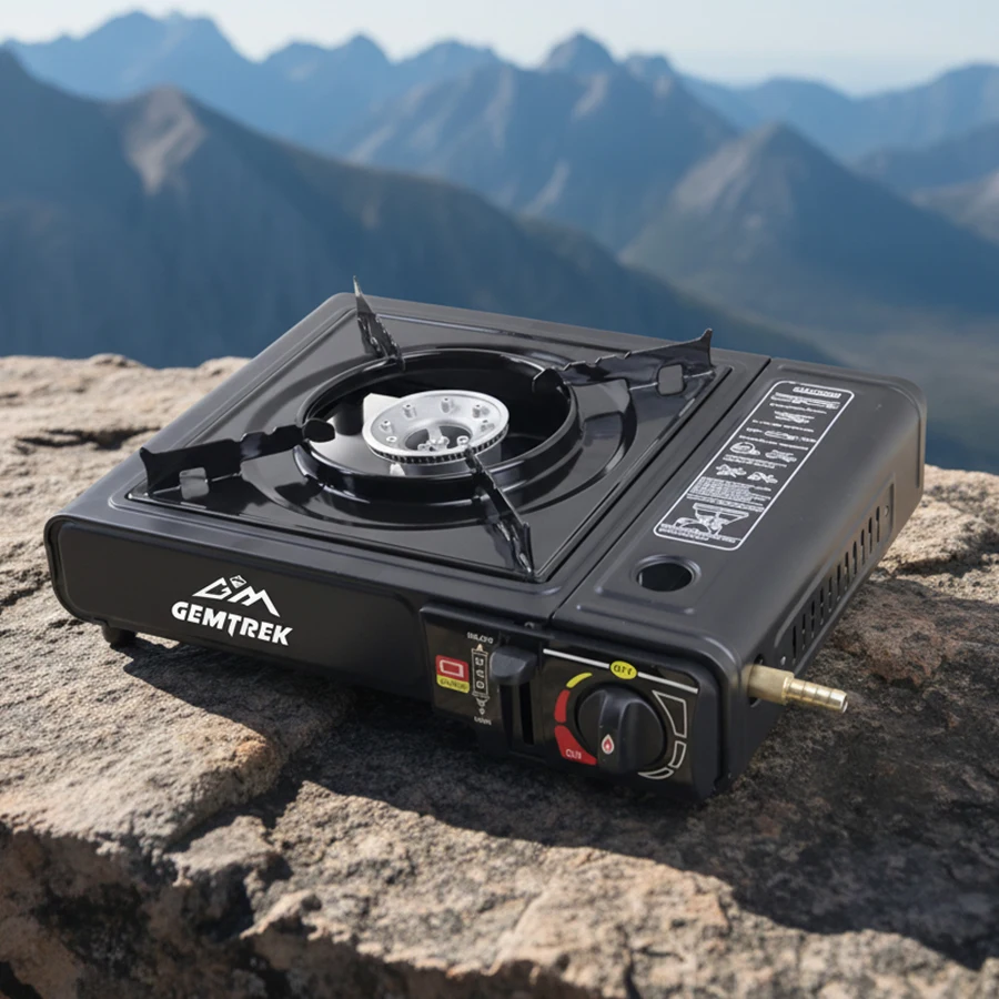 Portable Camping Gas Stove Outdoor Mini Single Propane Butane Burner Cast Iron Piezoelectric Ignition RV Camps Cooktop