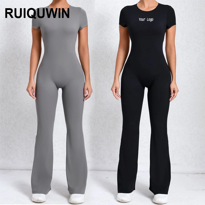 RUIQUWIN OEM High Quality Women's Back Hole Bodysuit Backless Gym Fitness  Sets Jumpsuits Onesie Workout Clothing