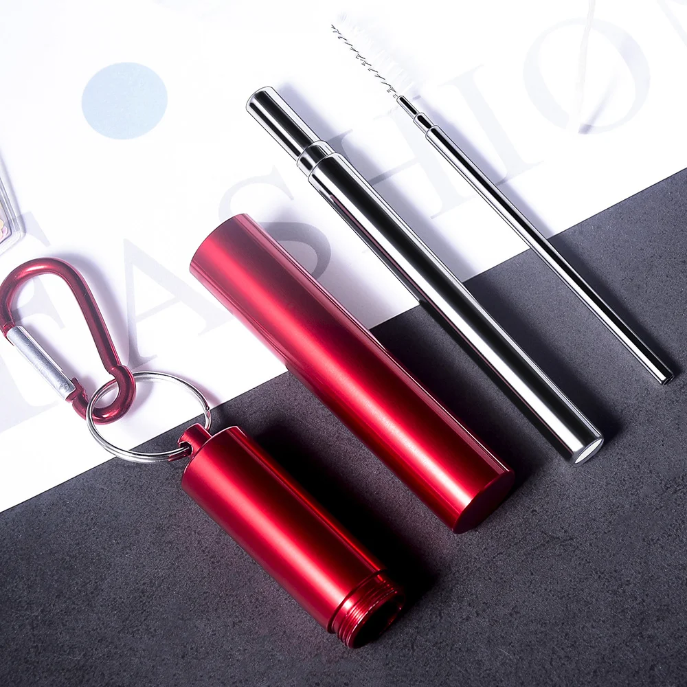 IKITCHEN Telescopic Drinking Straw Set with Box Telescopic Metal Straw Reusable Stainless Steel Telescopic Straw