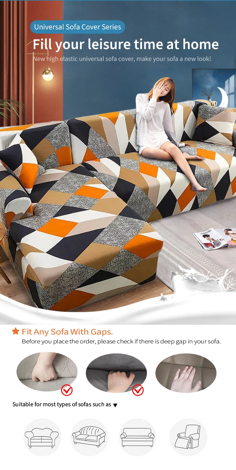 New Design Elastic Sofa Cover Stretch Sofa Slipcover Printed Sectional Sofa Seat Covers Couch