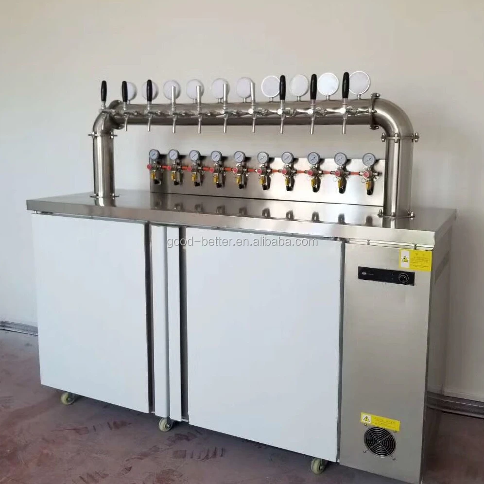 Пивной кегератор GB103067 из нержавеющей стали OEM с 10 кранами, пивная башня может вмещать 10 штук 20 л кег