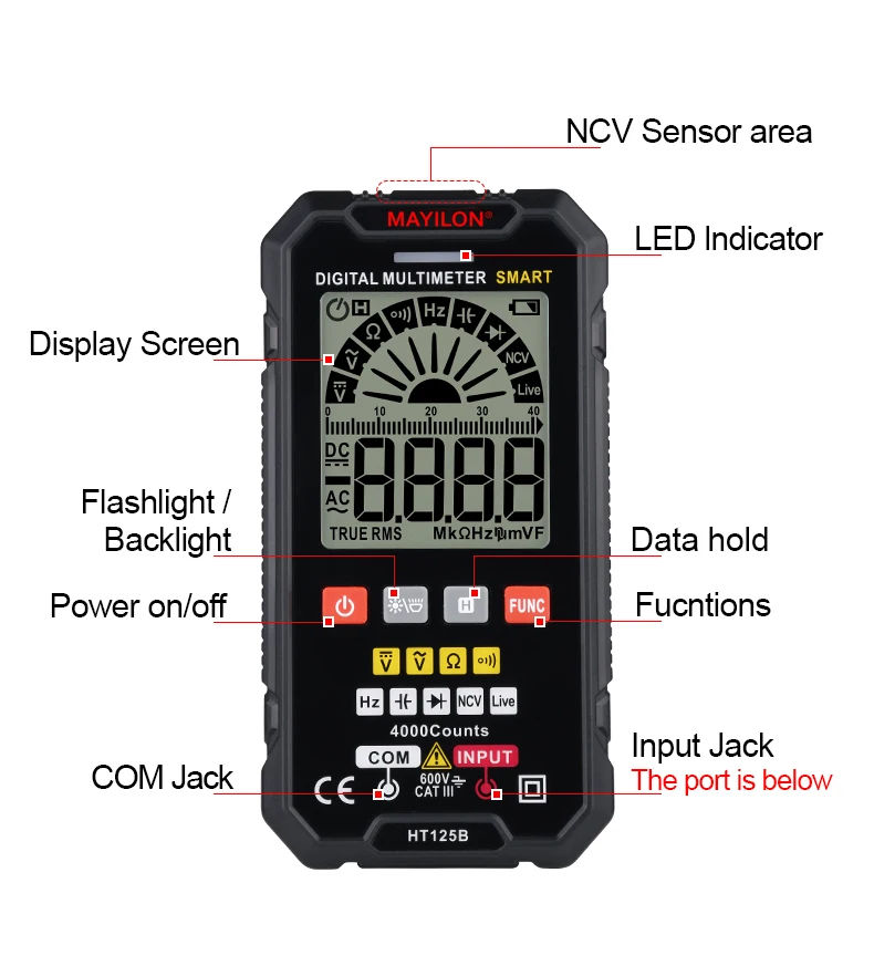 Ht125b Smart Digital Multimeters With Analog Lcd Display Ac Dc ...