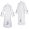 Robe de prêtre imprimée fleurie blanc bleu