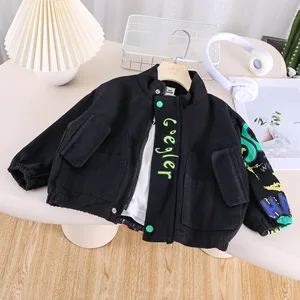 Custom Children's Clothing Cartoon Pattern Denim Jackets Fashionable Tops for Spring and Autumn Clothes for Kids