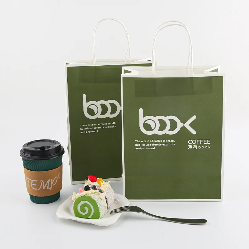 Custom Printed Logo White Brown Gift Shopping Kraft Paper Bag With Twisted Handle