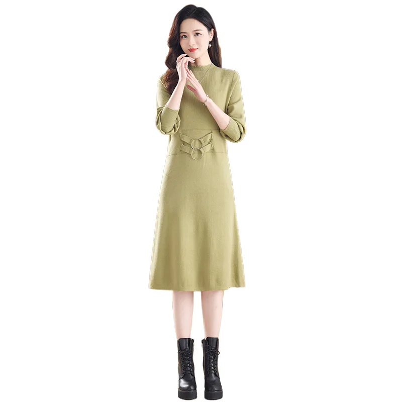 Fashionable Loose Fit Women's Autumn Long Sleeve Dress With Belt Fashionable Loose Fit Women's Autumn Long Sleeve Dress With Belt