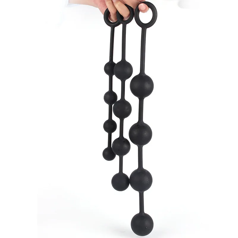 Plug Anal Progressif En Silicone Noir – Perles, Ventouse, Dilatateur – Mixte, Souple, Hypoallergénique