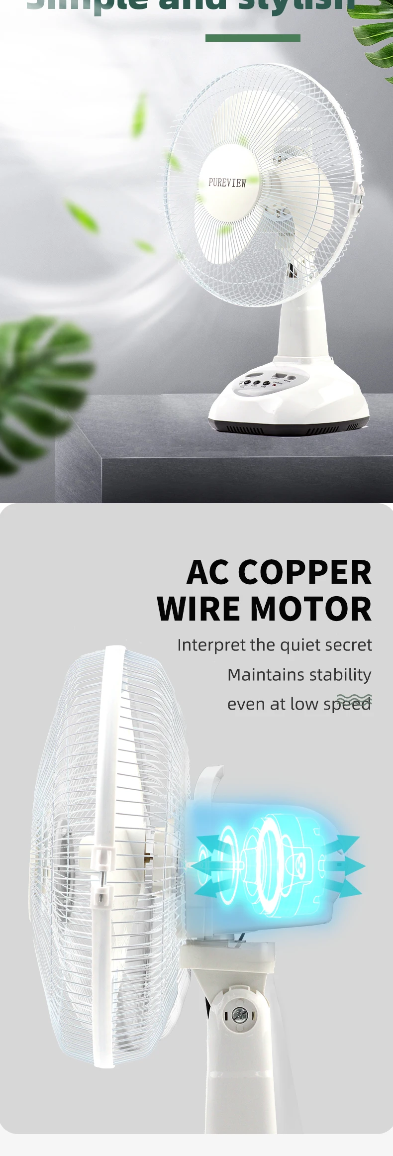 12 Inch Ac/dc Charging 6v Table Electric Fan With Light And Extra Bulb